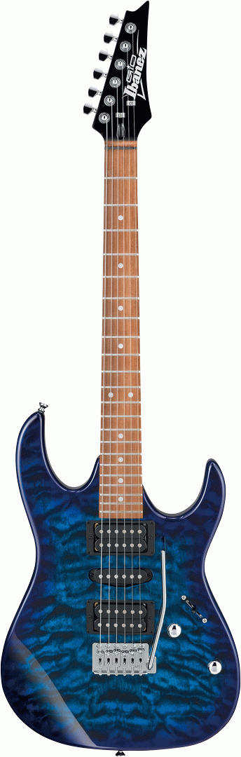 IBANEZ GIO RX70QA 6 String Electric Guitar in Transparent Blue Burst
