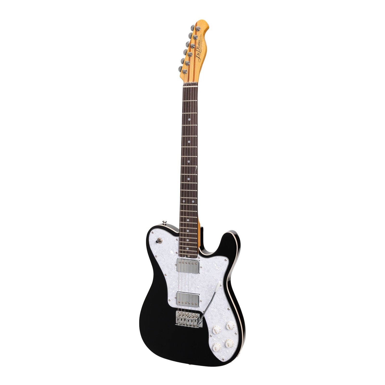 J D LUTHIERS TL12 6 String Deluxe Tele Style Electric Guitar in Black JD TL12 BLK