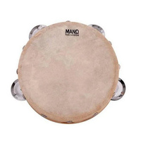 MANO ED615 06 INCH TAMBOURINE WOOD 4 PAIRS JINGLES CALF SKIN