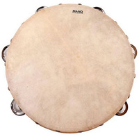 MANO ED617 10 INCH TAMBOURINE WOOD 9 PAIRS JINGLES CALF SKIN