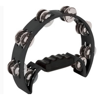 MANO TMP11B 1/2 MOON TAMBOURINE 16 PAIRS SINGLE ROW JINGLES BLACK