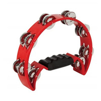 MANO TMP11R 1/2 MOON TAMBOURINE 16 PAIRS SINGLE ROW JINGLES RED