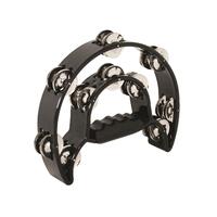 MANO TMP13B Double 1/2 Moon Tambourine with 10 Pairs Double Row of Jingles in Black