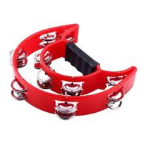 MANO TMP13R Double 1/2 Moon Tambourine with 10 Pairs Double Row of Jingles in Red