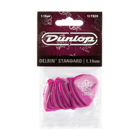 JIM DUNLOP PLECTRUMS 1.14mm Delrin 500 Standards Players 12 Pack Picks
