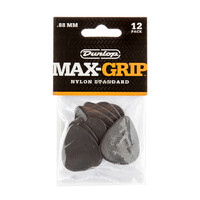 JIM DUNLOP PLECTRUMS 0.88mm Nylon Greys Max-Grip Players 12 Pack Picks