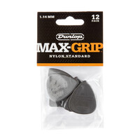 JIM DUNLOP PLECTRUMS 1.14mm Nylon Greys Max-Grip Players 12 Pack Picks