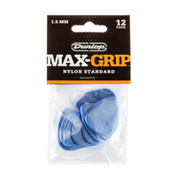 JIM DUNLOP PLECTRUMS 1.50mm Nylon Greys Max-Grip Players 12 Pack Picks