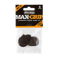 JIM DUNLOP PLECTRUMS JAZZ III Carbon Fibre Max-Grip Players 6 Pack Picks
