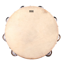 MANO ED624 10 INCH TAMBOURINE 16 PAIRS JINGLES CALF SKIN