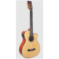 VALENCIA VA434CE AUDITORIUM SIZE CLASSICAL/ELECTRIC CUTAWAY GTR NATURAL SATIN