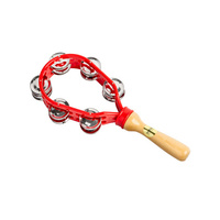 MANO EDP06R OVAL TAMBOURINE 14 PAIRS OF JINGLES WITH HANDLE RED