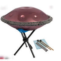 MANO MPC55P 22 INCH STAINLESS STEEL 10 NOTE HANDPAN WITH BAG AND STAND PURPLE