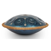 MANO MPC70MBL 22 INCH STAINLESS STEEL 10 NOTE HANDPAN WITH BAG AND STAND METALLIC BLUE WITH GOLD MAN