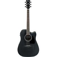 IBANEZ ARTWOOD AW84CE 6 String Acoustic/Electric Guitar with Cutaway in Weathered Black Open Pore