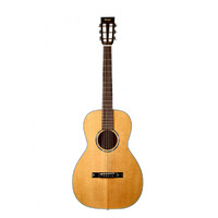TASMAN TA100P Parlor Acoustic Guitar, Solid Spruce Soundhole in Natural with Case