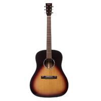 TASMAN TA200D-EL 6 String Left Hand Drop Shoulder Dreadnought/Electric Guitar, Solid Spruce Soundboard in Sunburst with Case