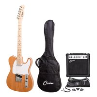 CASINO 6 String Tele-Style Electric Guitar Pack in Natural Gloss with a 15 Watt Amplifier 