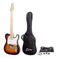 CASINO 6 String Tele-Style Electric Guitar Set with Bag/Strap/Cable and Picks in Tobacco Sunburst