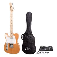 CASINO 6 String Left Handed Tele-Style Electric Guitar Set with Bag/Strap/Cable and Picks in Natural Gloss