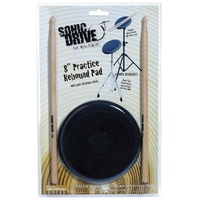 SONIC DRIVE SDP-PRP8-BLK 8 Inch Natural Rebound Drum Practice Pad Pack with Sticks