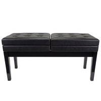 CROWN Duet Piano Stool Deluxe Height Adjustable with Storage Compartments in Black
