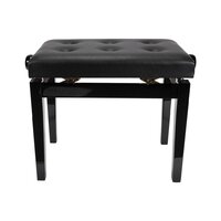 CROWN Piano Stool Tufted Height Adjustable in Black