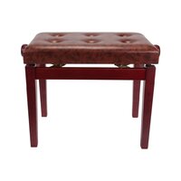 CROWN Piano Stool Tufted Height Adjustable in Mahogany