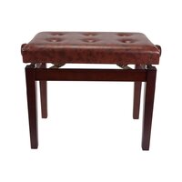CROWN Piano Stool Tufted Height Adjustable in Walnut