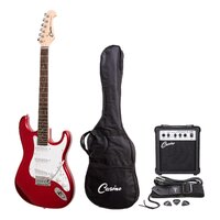 CASINO 6 String Strat Style Electric Guitar Pack in Candy Apple Red with a 10 Watt Amplifier