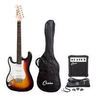 CASINO Left Hand6 String Strat Style Electric Guitar Pack in Sunburst with a 10 Watt Amplifier