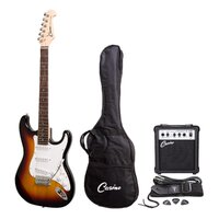 CASINO 6 String Strat Style Electric Guitar Pack in Sunburst with a 10 Watt Amplifier