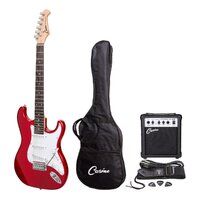 CASINO 6 String Strat Style Electric Guitar Pack in Transparent Wine Red with a 10 Watt Amplifier
