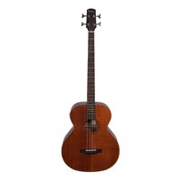 MARTINEZ NATURAL 4 String Left Hand Acoustic/Electric Bass Guitar Mahogany Top in Open Pore MNB-15L-MOP