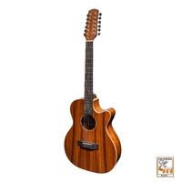 MARTINEZ SOUTHERN STAR 8 12 String Small Body Acoustic/Electric Cutaway Guitar Solid Mahogany Top With Case