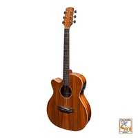 MARTINEZ SOUTHERN STAR 8 6 String Left Hand Small Body Acoustic/Electric Cutaway Guitar Solid Mahogany Top W/Case MFPC-8CL-NGL
