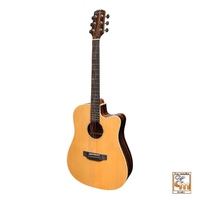 MARTINEZ SOUTHERN STAR 7 6 String Acoustic/Electric Cutaway Guitar Solid Spruce Top with Case