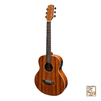 MARTINEZ SOUTHERN STAR 8 6 String Left Hand Mini Short Scale Acoustic/Electric Guitar Solid Mahogany Top with Case