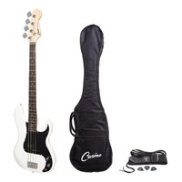 CASINO 4 String Precision Style Bass Guitar with Bag/Strap/Cable and Picks Set in White 