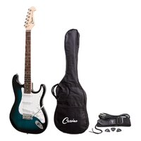 CASINO 6 String Strat-Style Electric Guitar Bag/Strap/Cable and Picks Set in Blue Sunburst CST-22-BLS