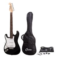 CASINO Left Handed 6 String Strat-Style Electric Guitar with Bag/Strap/Cable and Picks Set in Black