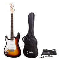 CASINO Left Handed 6 String Strat-Style Electric Guitar with Bag/Strap/Cable and Picks Set in Sunburst 