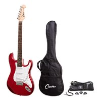 CASINO 6 String Strat-Style Electric Guitar with Bag/Strap/Cable and Picks Set in Transparent Wine Red 