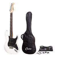 CASINO 6 String Strat-Style Electric Guitar Bag/Strap/Cable and Picks Set in White CST-22-WHT