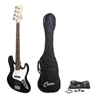 CASINO 4 String Jazz Style Bass Guitar with Bag/Strap/Cable and Picks Set in Black