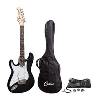CASINO Left Handed 6 String Strat-Style Short Scale Electric Guitar with Bag/Strap/Cable and Picks Set in Black