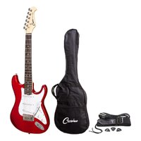 CASINO 6 String Strat-Style Short Scale Electric Guitar with Bag/Strap/Cable and Picks Set in Transparent Wine Red