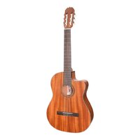 MARTINEZ NATURAL 6 String Classical/Electric Cutaway Guitar, Mahogany Top, Open Pore MNCC-15-MOP