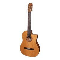 MARTINEZ NATURAL 6 String Classical/Electric Cutaway Guitar with Solid Spruce Top, Open Pore MNCC-15S-COP