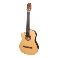 MARTINEZ NATURAL 6 String Left Hand Classical/Electric Cutaway Guitar, Solid Spruce Top, Open Pore MNCC-15SL-SOP